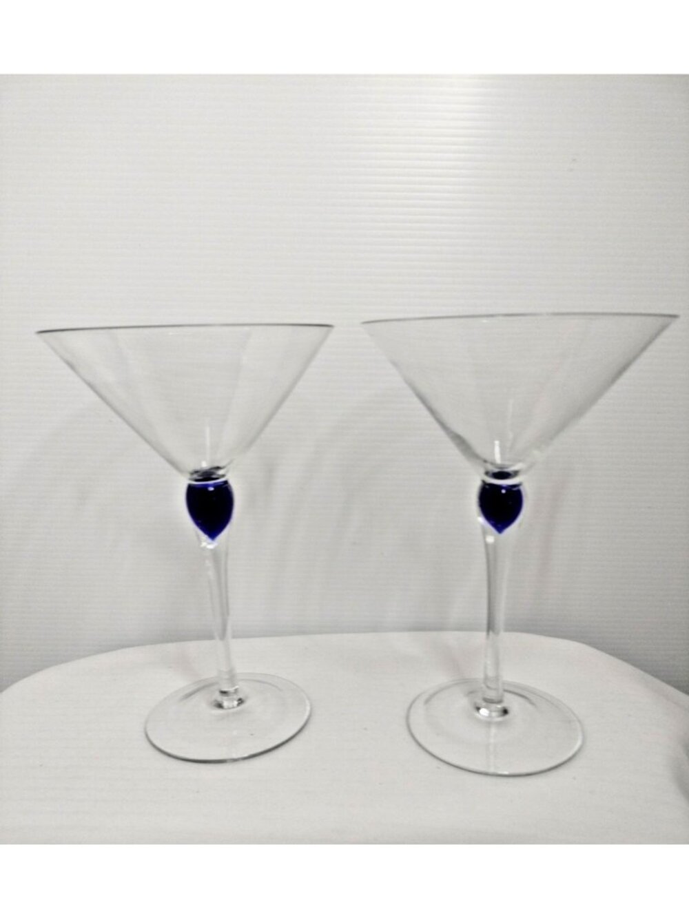 Zrike Teardrop Martini Glasses Cobalt Blue Base Stemmed Glass Set of 2